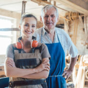 Grandfather and granddaughter.