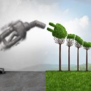 Gas nozzle and Green electric car.