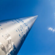 Dublin's spire reaches to the clouds.