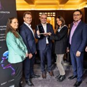 Three women and three men at launch of an AI accelerator in Ireland.