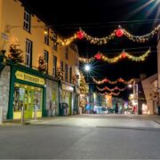 An empty town centre at Christmas in Ireland.