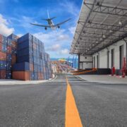 Various forms of logistics including shipping containers and aircraft.